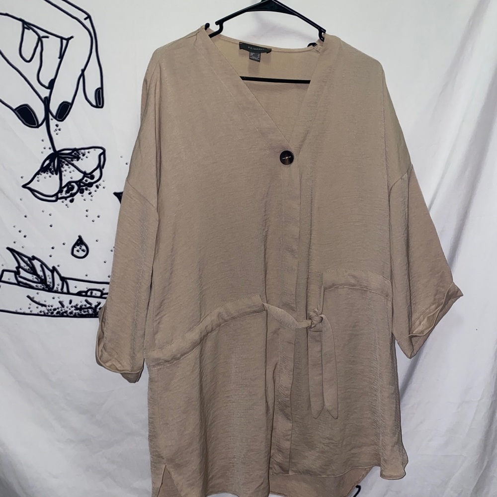 Beige half sleeve blouse